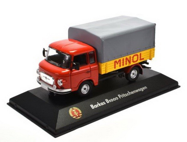 Модель 1:43 Barkas B1000 «Minol» грузовик с тентом - red/yellow