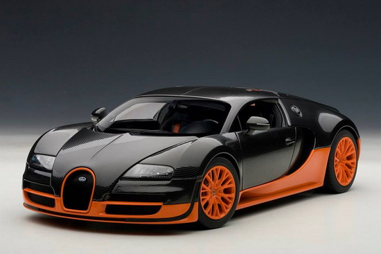 Модель 1:18 Bugatti Veyron Super Sport World Record - black/orange skirts