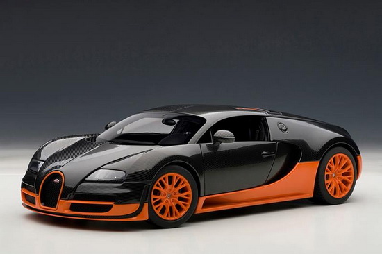 bugatti veyron super sport - carbon-black/orange skirts 70936 Модель 1:18