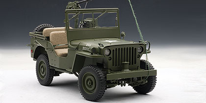 jeep willys - army green with accessories included 74006 Модель 1:18