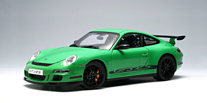 Модель 1:18 Porsche 997 GT3 RS - green/black stripes