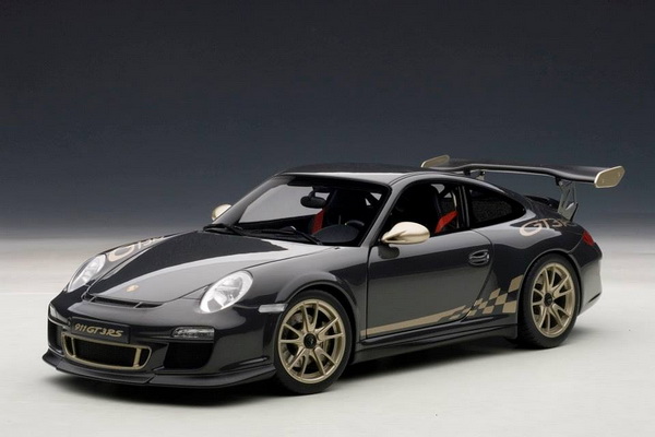 Модель 1:18 Porsche 911(997) GT3 RS - grey-black/white-gold met stripes