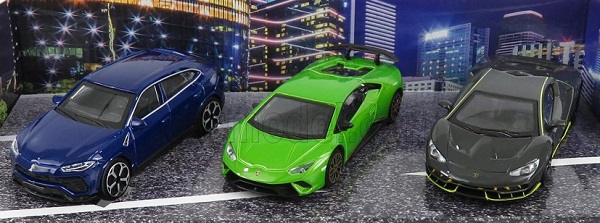 Модель 1:43 Lamborghini Set 3X Urus 2018 + Huracan LP610-4 2014 + Centenario LP770-4 2016 - blue, green, grey
