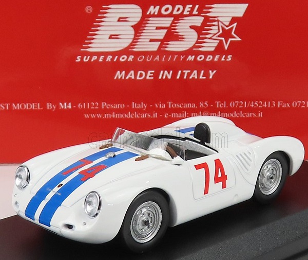 Модель 1:43 PORSCHE 550 Rs Spider N74 Nassau Memorial Trophy Race (1958) D.Sesslar, White Blue