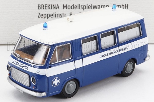 fiat 238 minibus ambulanza croce bianca milano 1966, blue white BRE34418 Модель 1:87