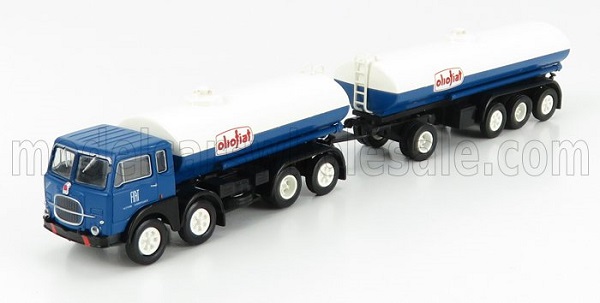 fiat 690 millepiedi tanker truck olio fiat 1960 - blue black white BRE58453 Модель 1:87