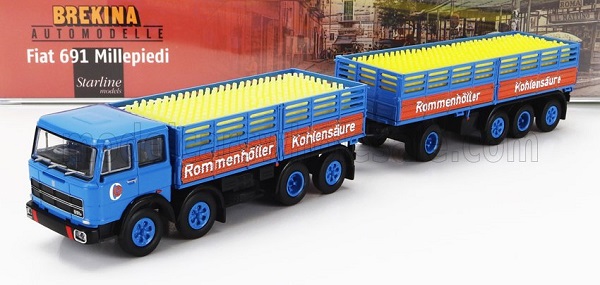 fiat 691 truck millepiedi rommenholler kohlensaure 1970, blue black yellow BRE58538 Модель 1:87