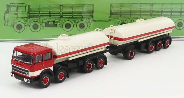fiat 691 millepiedi tanker truck 1961, white red BRE58550 Модель 1:87