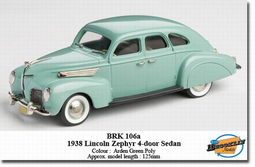 lincoln zephyr sedan (4-door) - arden green poly BRK106A Модель 1:43