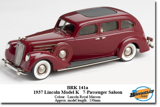 lincoln k saloon (7-passenge) - lincoln royal maroon BRK141A Модель 1:43