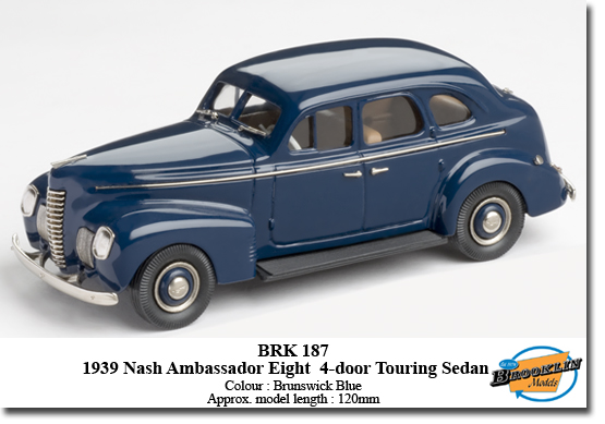 nash ambassador eight 4-door touring sedan - blue BRK187 Модель 1:43