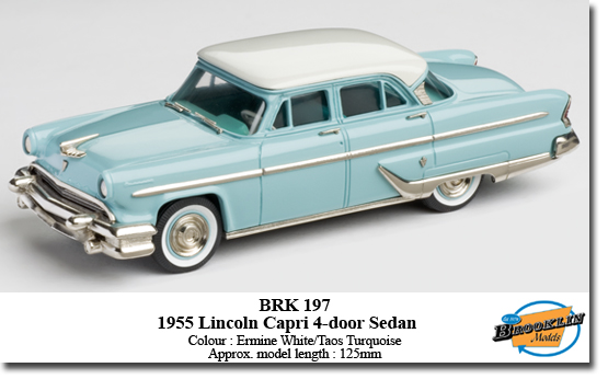 lincoln capri sedan (4-door) - turquoise/white BRK197 Модель 1:43