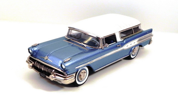pontiac safari 2-door station wagon - fontaine blue poly/white BRK227 Модель 1:43