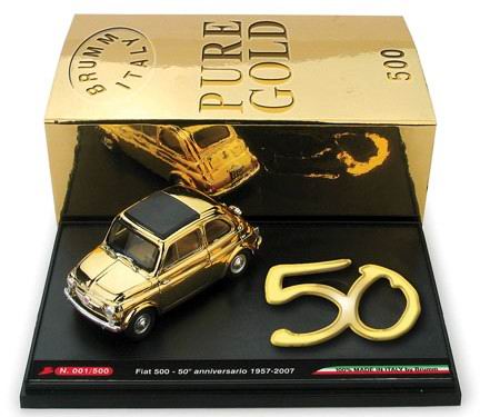 fiat 500d «oro» lingotto commemorativo 50° anni 500 (1957-2007) «nuova edizione» BS5707B Модель 1:43
