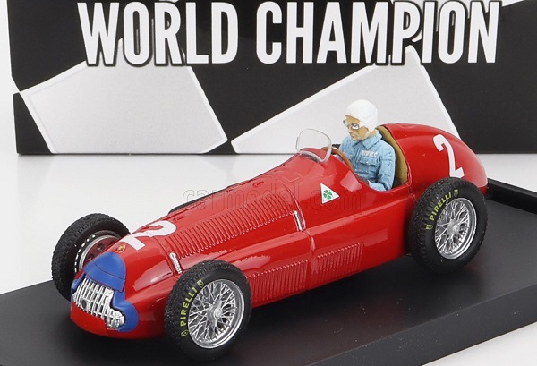 ALFA ROMEO F1 158 N 2 World Champion Winner English GP Nino Farina 1950 - With Driver Figure, Red