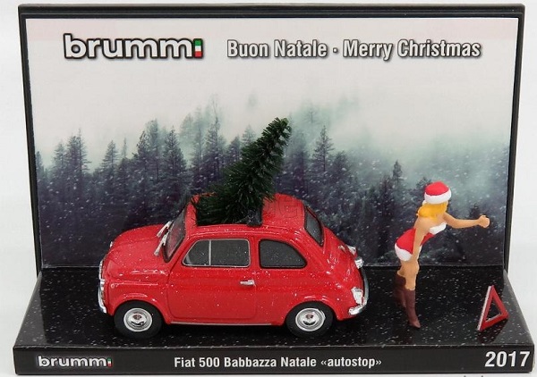 Модель 1:43 FIAT 500F Babbazza Natale AUTOSTOP (black hair/mora) Christmas Special Edition