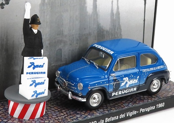 FIAT 600D BACI PERUGINA LA BEFANA DEL VIGILE (1960), BLUE BLACK S23/01 Модель 1:43