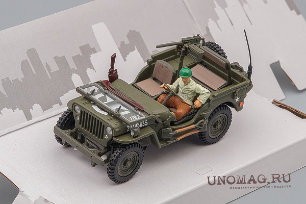 Модель 1:43 JEEP Willys 1/4 Ton military vehicle with 1 Soldier