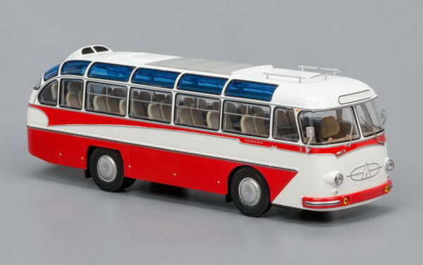 Модель 1:43 ЛАЗ 697Е Турист (1961-1963) - белый/красный