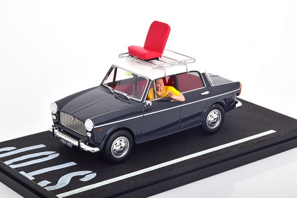 FIAT 1100D WITH MIMMO FIGURE (CARLO VERDONE) 1981 WHITE RED AND GREEN MOVIE CLC78546 Модель 1:18