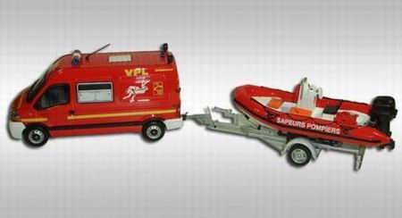 renault master sapeurs pompiers specialiste intervention subaquatique with motor boat zodiac 114043 Модель 1:43