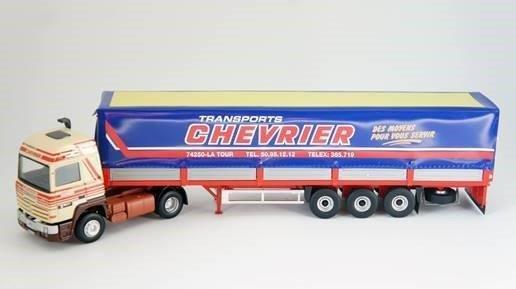 renault r380 c п/прицепом "transports chevrier" 1992 (отдельно прошитый тент!) 116776 Модель 1:43