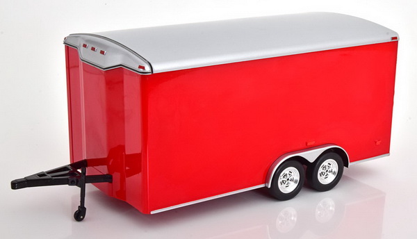 Модель 1:18 Four Wheel Enclosed Trailer Red with Silver Top