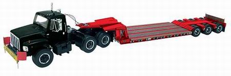 international s series in black with folding gooseneck stepdeck trailer - ih red 40-0167B Модель 1:25