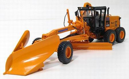 komatsu gd 655 motor grader with wing and plow in dot orange 50-3082 Модель 1:50