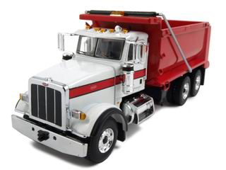 Модель 1:50 Peterbilt 367 Dump Truck with White Cab and Flame Red Body