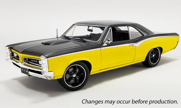 Модель 1:18 Pontiac GTO - Restomod - 1966 - yellow/grey met (L.E.480pcs)
