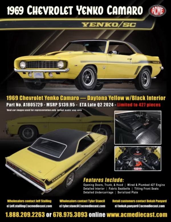 Модель 1:18 Chevrolet Yenko Camaro - 1969 - Yellow