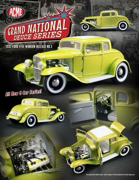Модель 1:18 Ford Series №1 (5-window) Grand National Deuce Series - Fendered