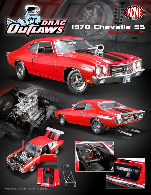 Модель 1:18 Chevrolet Chevelle SS - Drag Outlaw - red/black (L.E.654pcs)