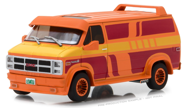 gmc vandura custom (фургон) 1983 orange with custom graphics GL86327 Модель 1:43