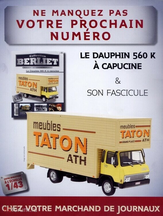 Berliet 560 K Déménageur avec capucine - серия «Les Camions Berliet» №91 (без журнала) G111A091 Модель 1:43