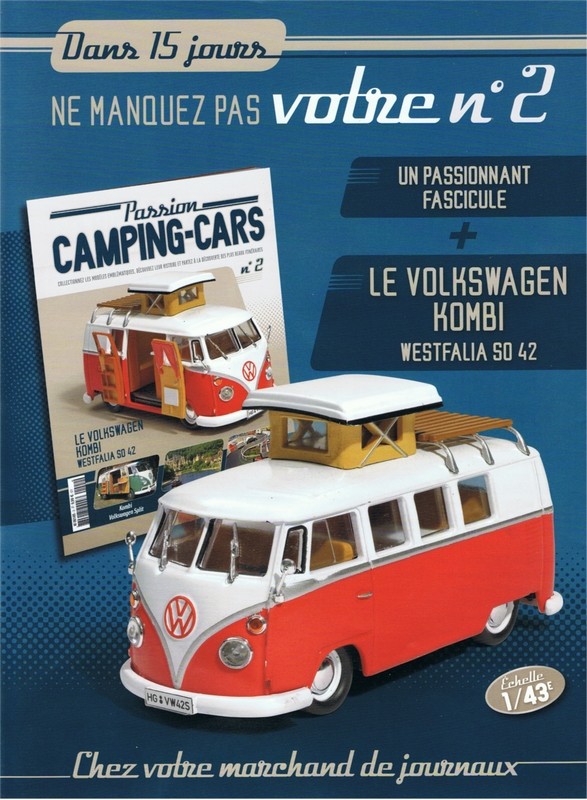 Модель 1:43 Volkswagen Kombi Split Westfalia SD42 DE - серия «Collection Camping-Cars» №2 (с журналом)