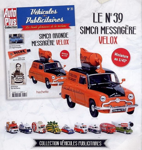 simca messagère «velox» - серия «véhicules publicitaires» №39 (с журналом) M8132-39 Модель 1:43