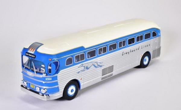 автобус gmc pd-3751 "greyhound lines" usa 1947 blue/silver BC054 Модель 1:43