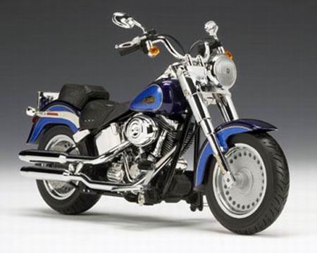 Модель 1:12 Harley-Davidson FLSTF Fat Boy - black ice/blue ice