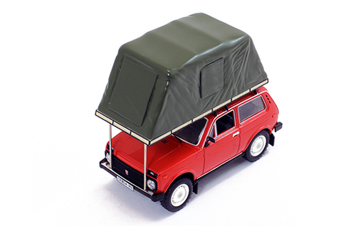 Модель 1:43 2121 с палаткой - red
