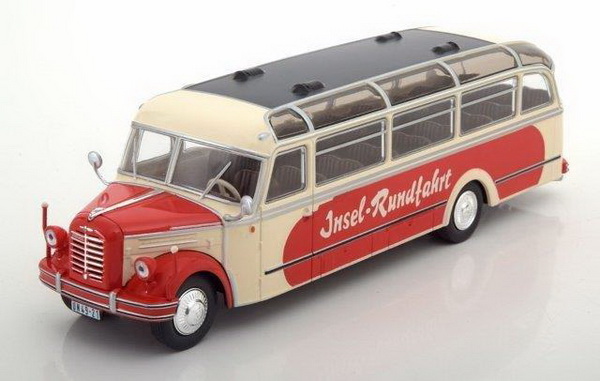 автобус borgward bo 4000 "insel-rundfahrt" 1952 beige/red BUS014 Модель 1:43