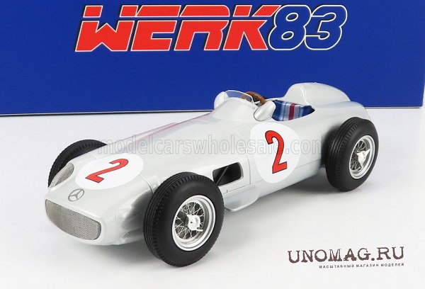 Модель 1:18 MERCEDES-BENZ F1 W196 №2 MONACO GP WORLD CHAMPION (1955) JUAN MANUEL FANGIO, SILVER