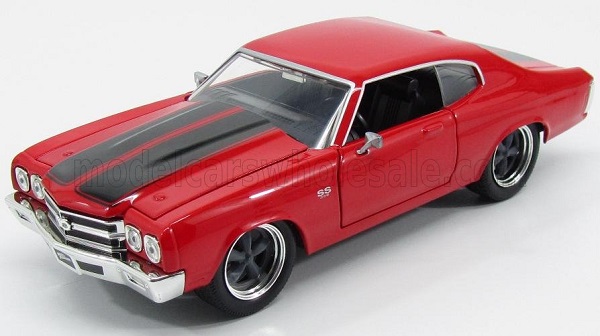 Модель 1:24 CHEVROLET Dom's Chevy Chevelle 454ss 1970 - Fast & Furious Iv (2009) - Solo Parti Originali - Original Parts, Red Blac