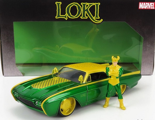 Ford - Thunderbird With Marvel Loki 1963 Green Yellow 253225026-33357 Модель 1:24