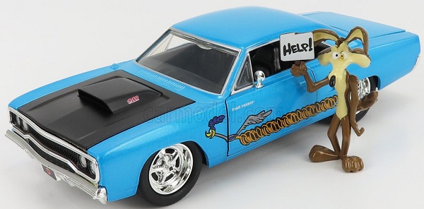 PLYMOUTH Road Runner Coupe 1970 With Wile E. Coyote Figure - Looney Tunes, Blue 253255028 Модель 1:24