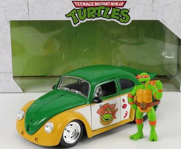 Модель 1:24 VOLKSWAGEN Beetle 1962 - Michelangelo Ninja Turtles - Tartarughe Ninja, Yellow Green