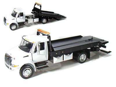 international dura star 4400 flat bed tow truck - white JA92351-WH Модель 1:24