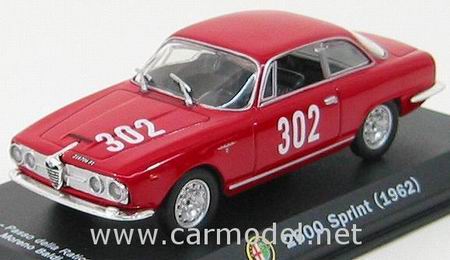 Модель 1:43 Alfa Romeo 2600 Sprint №302 Passo Della Raticosa (Moreno Baldi) / red