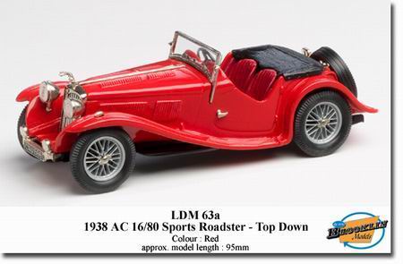 ac 16/80 sports comp. roadster top down - red LDM63A Модель 1:43